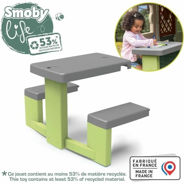 Smoby Life Mesa de picnic con 2 bancos adaptable a casas Smoby