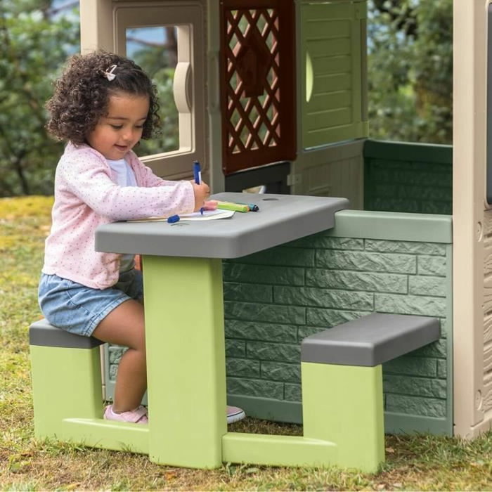 Smoby Life Mesa de picnic con 2 bancos adaptable a casas Smoby