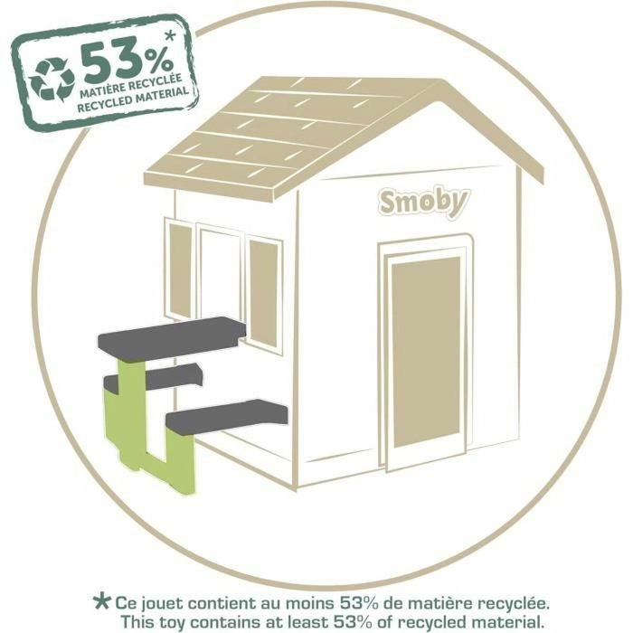 Smoby Life Mesa de picnic con 2 bancos adaptable a casas Smoby
