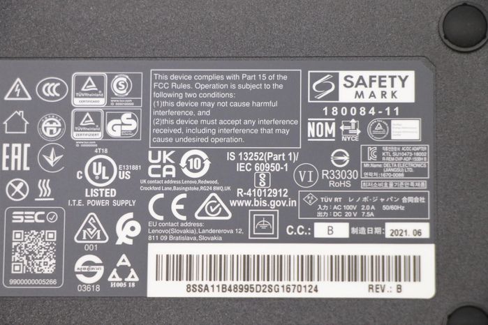 Lenovo Adaptador AC para Portátiles ThinkPad, 150W, 20V, 100-240Vac, Rectangular