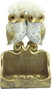 DKD Home Decor Figura de Búhos en Caja Dorado y Blanco