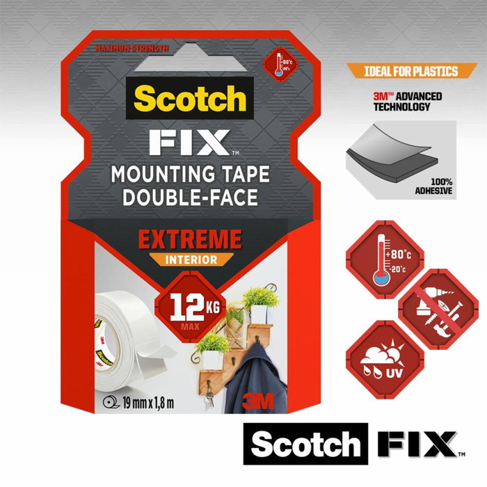 Scotch Cinta de montaje de doble cara Extreme 19mm x 1,8m