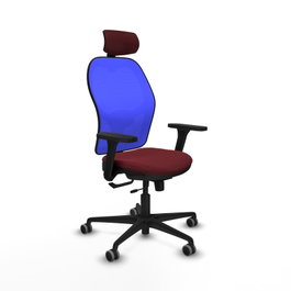 PIQUERAS Y CRESPO Silla de oficina Jorquera Sincro/Traslack Similpiel Granate y Malla Azul