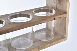 DKD Home Decor Jarrón Cottage Natural Transparente Cristal y Paulownia 12 x 22 x 34 cm (4 Unidades)