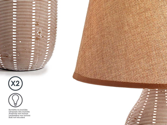 GIFTDECOR Lampara Ceramica Rayada Grande Surtida 25 x 40 x 25 cm (Set de 6)