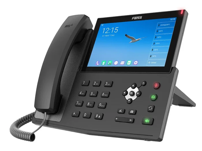 Fanvil X7A Teléfono IP Negro con Pantalla LCD Táctil 7', Android 9.0, Wifi, Bluetooth, 20 Líneas, 2000 Entradas y Soporte PoE