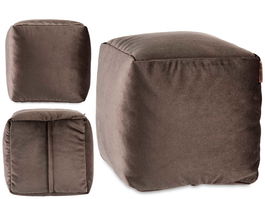 Giftdecor Puff Cuadrado Terciopelo Gris 30x30 cm (Set de 4)