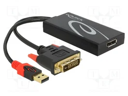 DeLOCK Adaptador DVI 24+1 + USB-A a DisplayPort 1.2 Negro 0,3 m