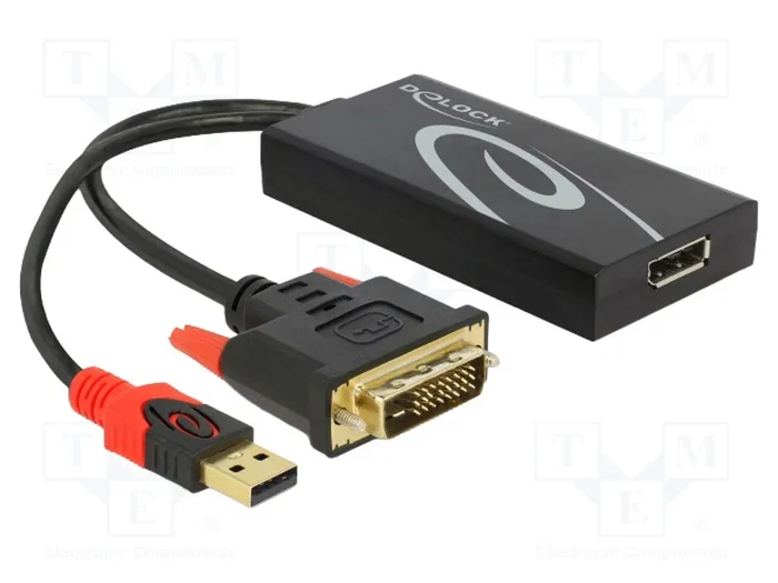 DeLOCK Adaptador DVI 24+1 + USB-A a DisplayPort 1.2 Negro 0,3 m DeLOCK Adaptador DVI 24+1 + USB-A a DisplayPort 1.2 Negro 0,3 m
