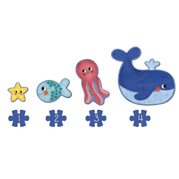 Goula Puzzle XXL Océano Puzzle de Cartón de Gran Calidad 18 Piezas Gigantes para Niños a partir de 3 Años