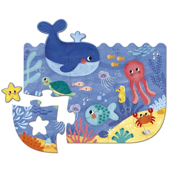 Goula Puzzle XXL Océano Puzzle de Cartón de Gran Calidad 18 Piezas Gigantes para Niños a partir de 3 Años
