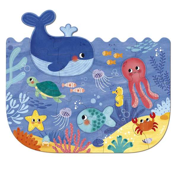 Goula Puzzle XXL Océano Puzzle de Cartón de Gran Calidad 18 Piezas Gigantes para Niños a partir de 3 Años