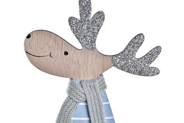 DKD Home Decor Figura Navidad Moderna Reno Azul Blanco 4.5 x 24 x 12 cm (12 Unidades)