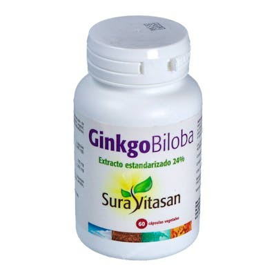 Sura Vitasan Ginkgo Biloba Estandarizado al 24% - 60 Cápsulas Vegetales - Extracto y Hojas - 60 mg Extracto por Cápsula Sura Vitasan Ginkgo Biloba Estandarizado al 24% - 60 Cápsulas Vegetales - Extracto y Hojas - 60 mg Extracto por Cápsula