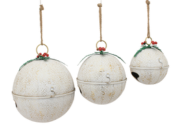 DKD Home Decor Set de 3 Colgantes de Metal Blanco y Dorado
