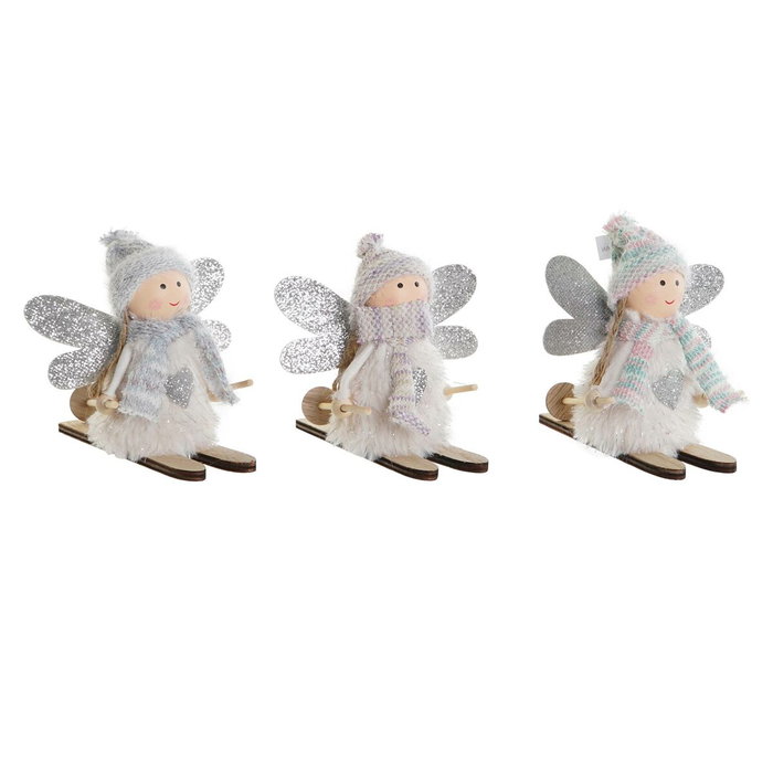 DKD Home Decor Set de 3 Figuras de Hada en Poliéster y Madera DKD Home Decor Set de 3 Figuras de Hada en Poliéster y Madera