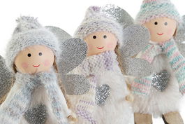 DKD Home Decor Figura Navidad Fantasia Hada Blanco Gris Poliester Madera 8 x 10 x 12 cm (3 Unidades)