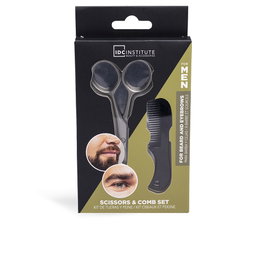 Idc Institute Set de Tijeras y Peine para Grooming y Barba - 2 Piezas - Negro