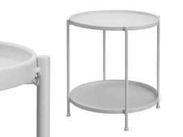 Giftdecor Mesa Auxiliar Redonda Doble Gris 52.5 x 47.5 x 5 cm