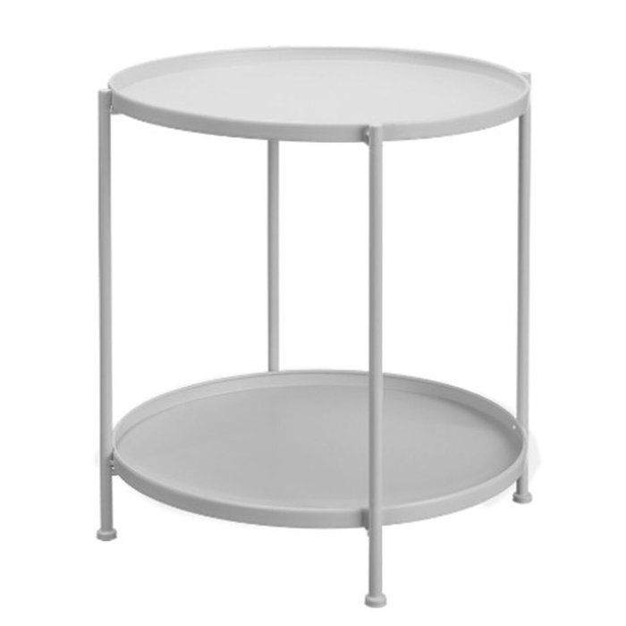 Giftdecor Mesa Auxiliar Redonda Doble Gris