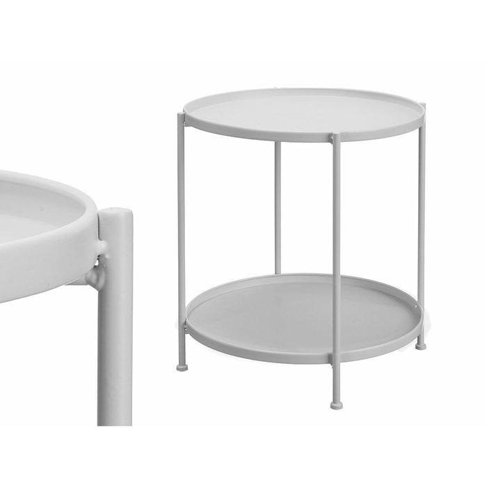 Giftdecor Mesa Auxiliar Redonda Doble Gris