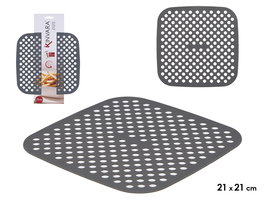 Kinvara Rejilla Cuadrada Freidora Aire Silicona Gris 21x21x0.5 cm (Set de 48)