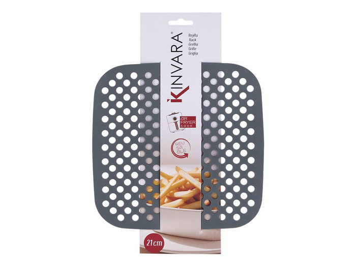 Kinvara Rejilla Cuadrada Freidora Aire Silicona Gris 21x21x0.5 cm (Set de 48)