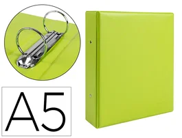 Liderpapel Carpeta de 2 anillas 40 mm redondas A5 verde