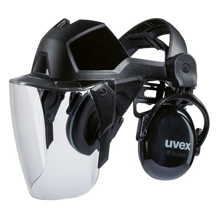 uvex pheos faceguard con visera y protección auditiva, Negro uvex pheos faceguard con visera y protección auditiva, Negro