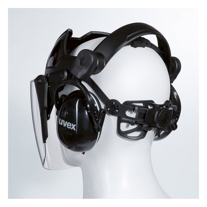 uvex pheos faceguard con visera y protección auditiva, Negro uvex pheos faceguard con visera y protección auditiva, Negro
