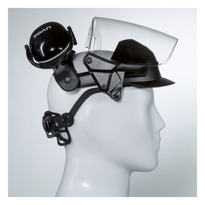uvex pheos faceguard con visera y protección auditiva, Negro uvex pheos faceguard con visera y protección auditiva, Negro