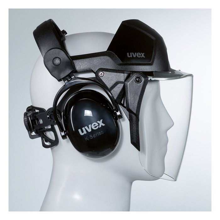 uvex pheos faceguard con visera y protección auditiva, Negro uvex pheos faceguard con visera y protección auditiva, Negro