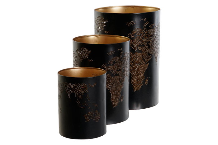DKD Home Decor Portavela Loft Metal Negro Blanco 15x22x15 cm Set de 3 DKD Home Decor Portavela Loft Metal Negro Blanco 15x22x15 cm Set de 3