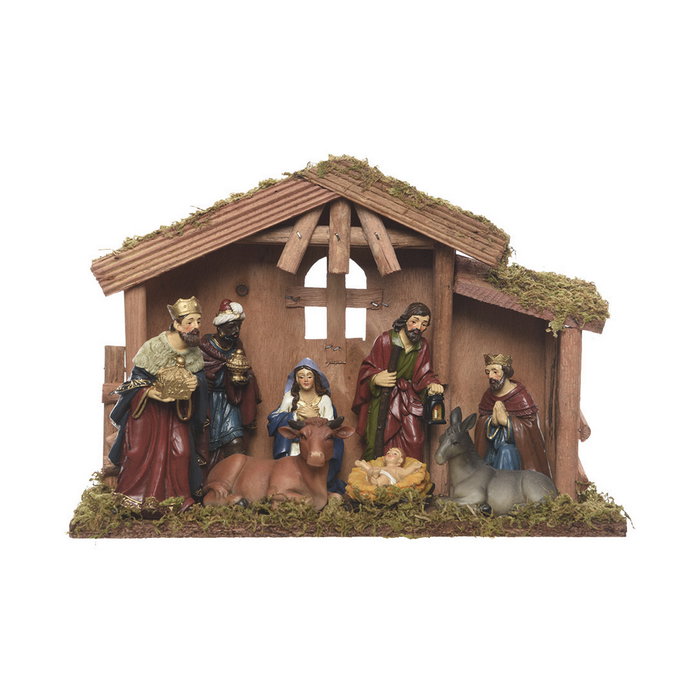Nacimiento de belén con 8 figuras y musgo