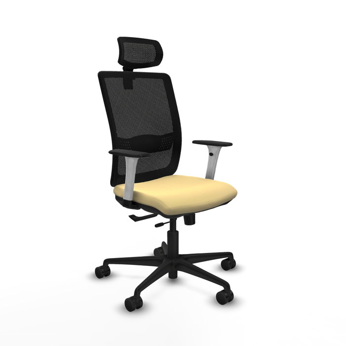 PIQUERAS Y CRESPO Silla de oficina Haches con mecanismo Sincro/Traslack, Crema y Negro PIQUERAS Y CRESPO Silla de oficina Haches con mecanismo Sincro/Traslack, Crema y Negro
