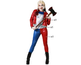 Atosa Disfraz Arlequina Adulta Conjunto Azul, Rojo y Blanco con Chaqueta y Pantalón