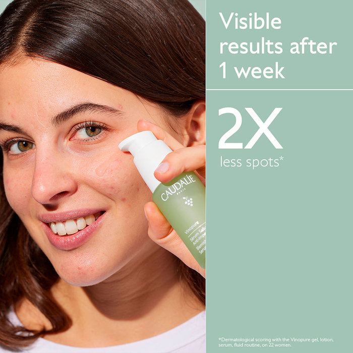 Caudalie VINOPURE Sérum Anti-Imperfecciones para Acné, Poros y Puntos Negros Tratamiento Facial 30 ml
