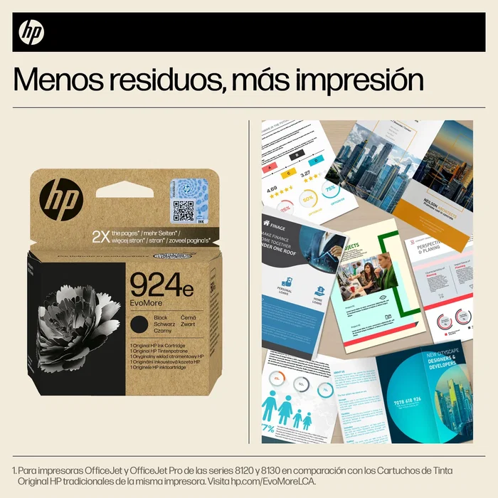 HP 924e EvoMore Cartucho de Tinta Negro para OfficeJet Pro 8120/8130