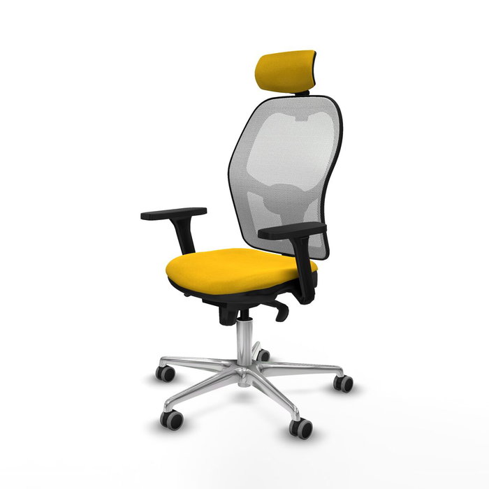 PIQUERAS Y CRESPO Silla de oficina Jorquera con mecanismo Sincro, Tela Amarillo y Malla Blanco PIQUERAS Y CRESPO Silla de oficina Jorquera con mecanismo Sincro, Tela Amarillo y Malla Blanco