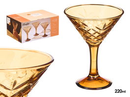 Vivalto Copa Troquelada Martini 220ml Ambar 11.5x14.5x11.5 cm (Set de 24)