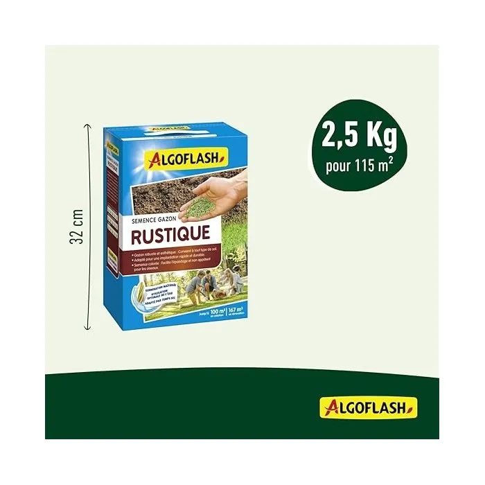 Algoflash Semillas de Césped Resistente - 2,5 kg - SEMRU25