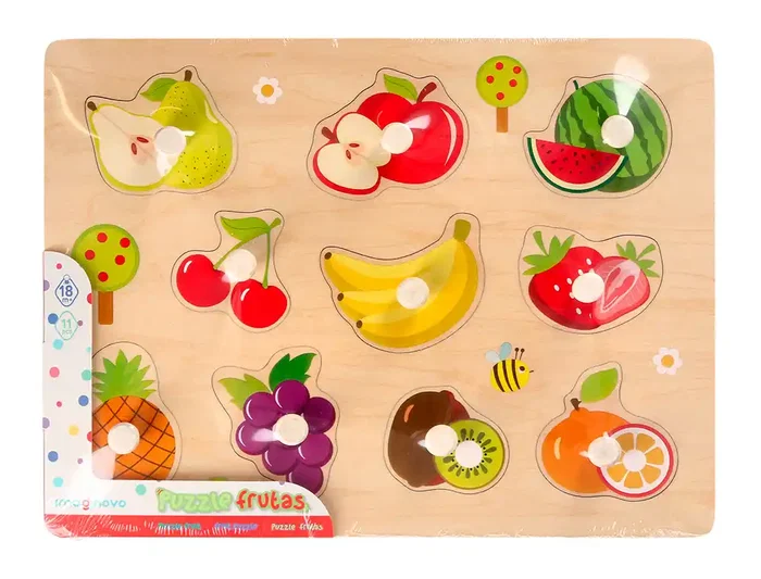 Imaginovo Puzle Infantil de Madera Frutas +18 Meses 10 Piezas 30x22.5x1.5cm