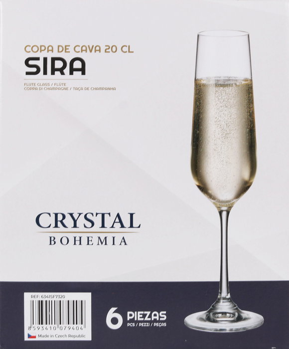 Bohemia Set 6 Copas Champagne Sira 200 cc (4 Cajas)