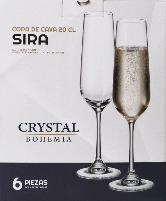 Bohemia Set 6 Copas Champagne Sira 200 cc (4 Cajas)