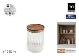 Inde Tarro Boro.Ottico T/Acacia Red.1250 La Mediterran - Tarro de vidrio, 1250 ml (1.25L), 11.2 x 11.2 x 16 cm (12 Unidades)