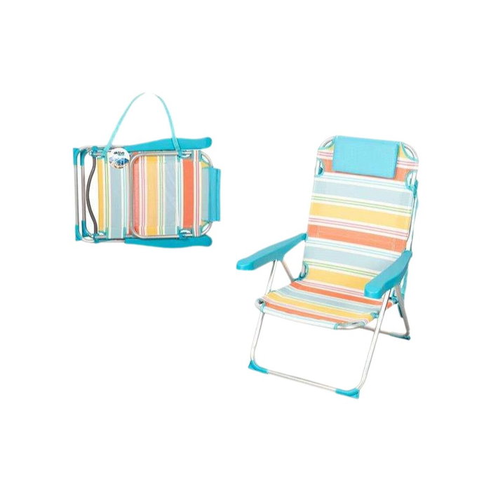 Color Baby Silla de playa alta de aluminio plegable con cojín y asas, 48x60x90 cm Color Baby Silla de playa alta de aluminio plegable con cojín y asas, 48x60x90 cm