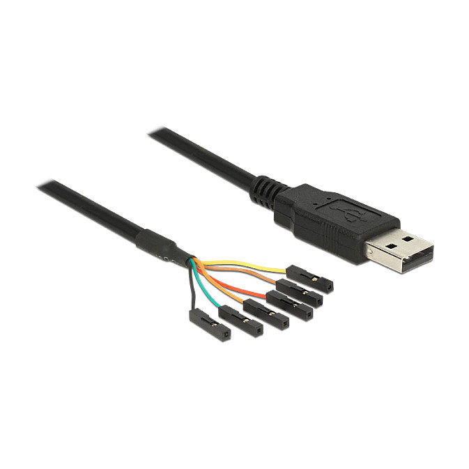 DeLOCK Convertidor USB 2.0 a Serie TTL (3,3 V) con 6 pines, 1,8 m, Negro DeLOCK Convertidor USB 2.0 a Serie TTL (3,3 V) con 6 pines, 1,8 m, Negro
