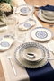 Hermia N25003 Vajilla de Porcelana 27 Piezas Azul y Blanco Apta para Lavavajillas y Microondas Elegante Duradera
