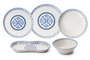 Hermia N25003 Vajilla de Porcelana 27 Piezas Azul y Blanco Apta para Lavavajillas y Microondas Elegante Duradera