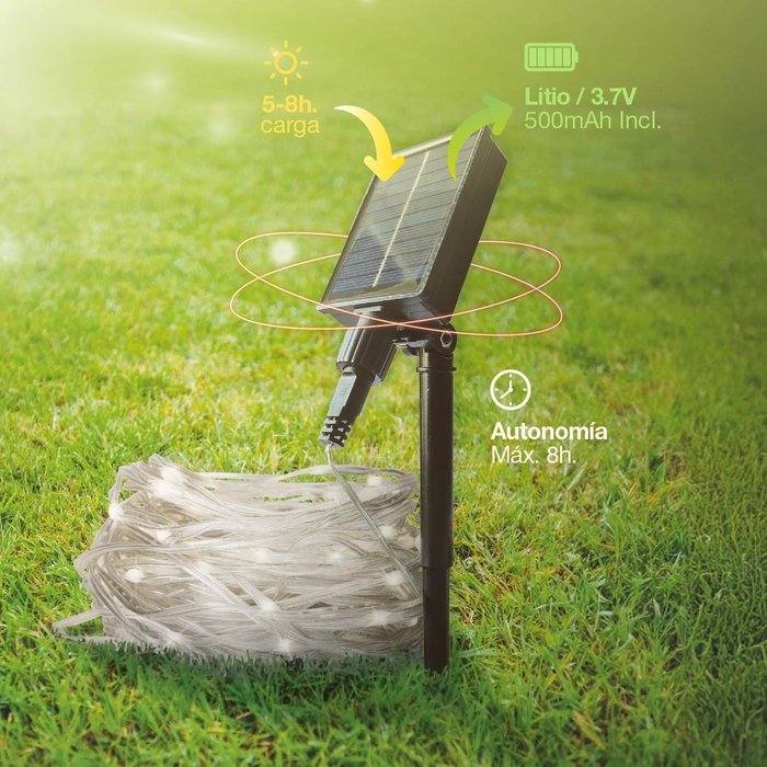 Bambasy Guirnalda LED solar 5M 8 funciones Luz fría